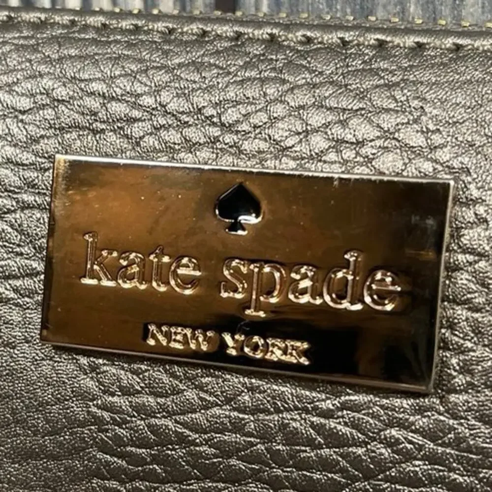 Kate Spade Crossbody Purse Wallet Wristlet Metallic Leather Pebbled Soft Pockets